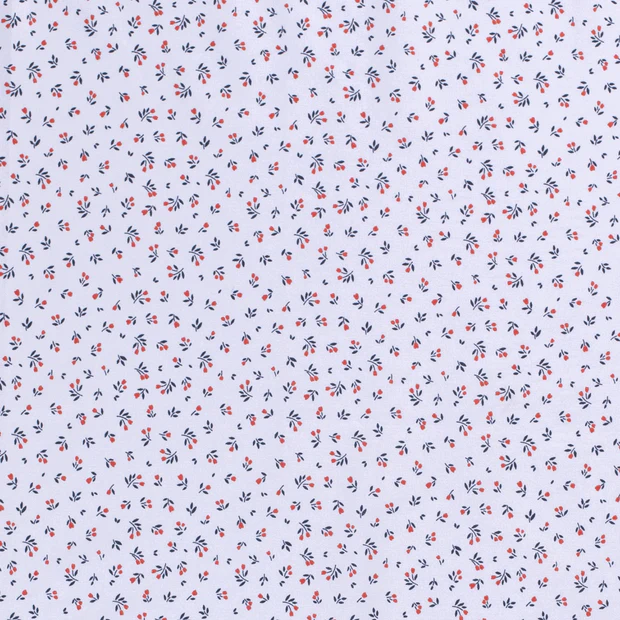 Cotton poplin with little red and blue flowers