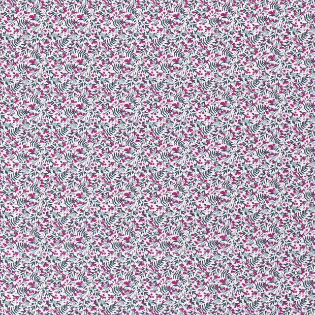 red and green flowers on cotton poplin