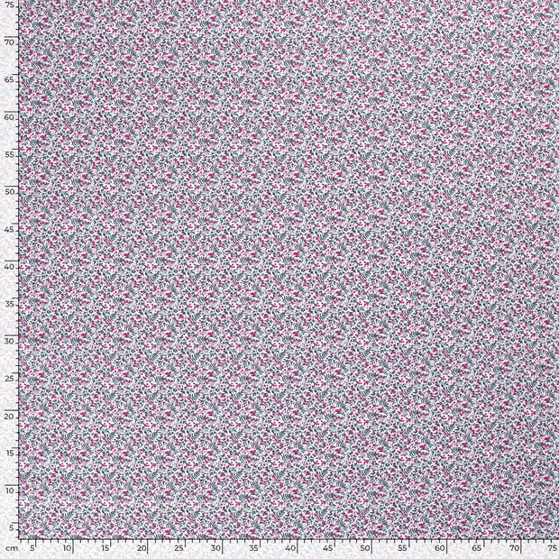 red and green flowers on cotton poplin