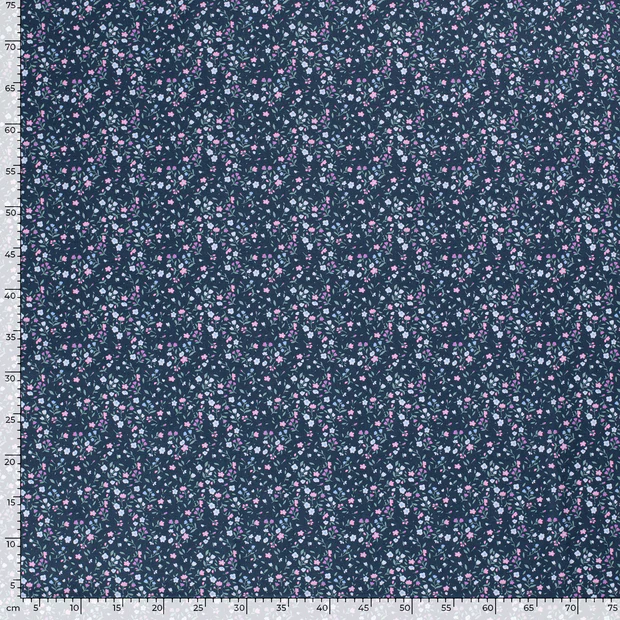 multi-flower cotton poplin navy