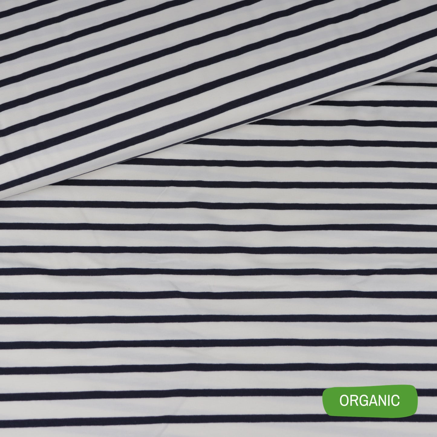 Organic off-white and navy stretch jersey