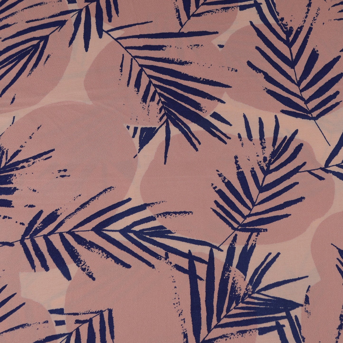 Baby pink viscose with blue leaves