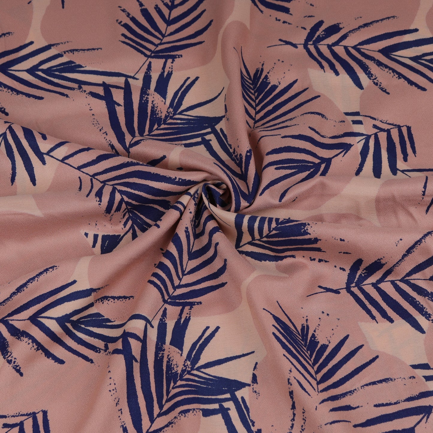 Baby pink viscose with blue leaves
