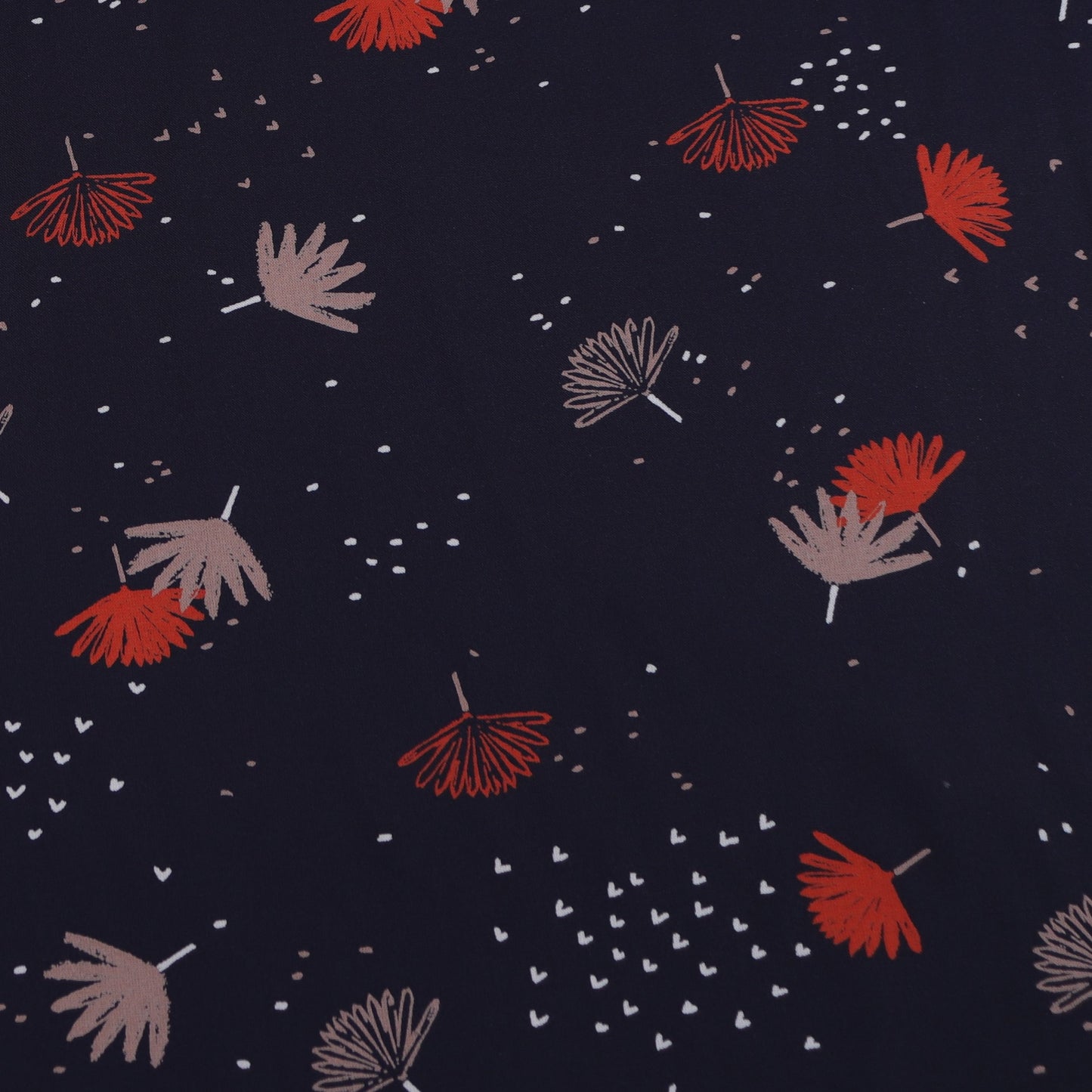 Navy fluid viscose with brown and red leaves