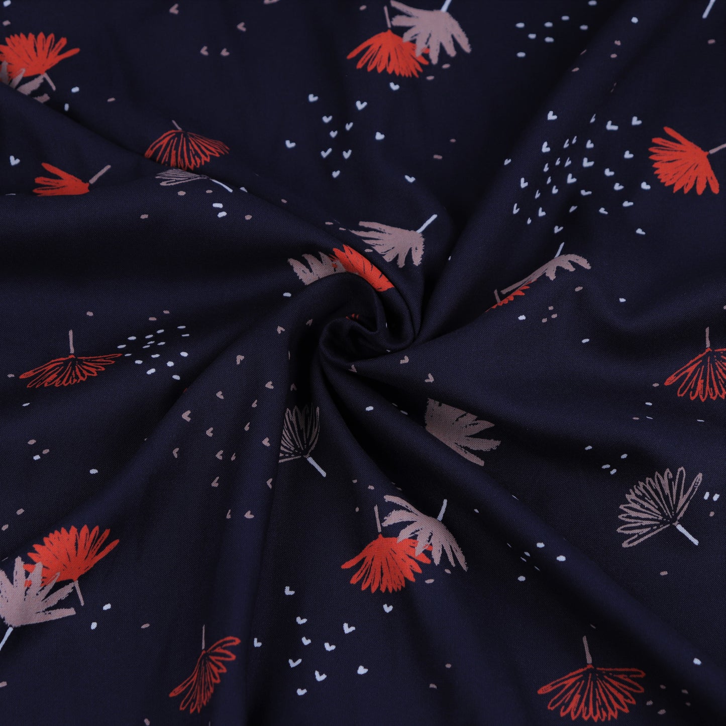 Navy fluid viscose with brown and red leaves