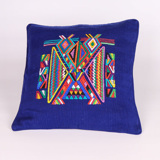 blue ethnic cushion cover from Guatemala