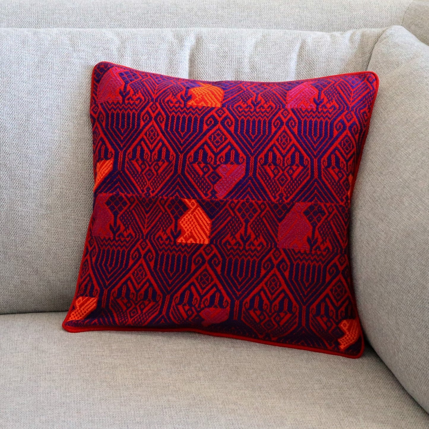 red ethnic cushion cover from Guatemala