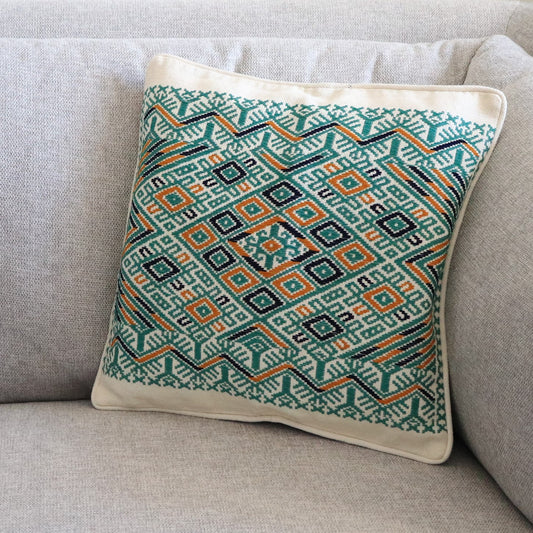 cream ethnic cushion cover from Guatemala