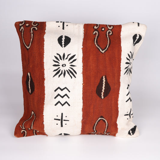Brown and White bogolan cushion cover from Mali